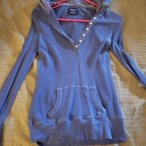 Long sleeve waffle hooded shirt